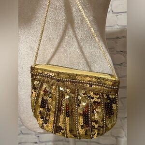 Magid Gold Beaded Sequin Evening Bag NWT
